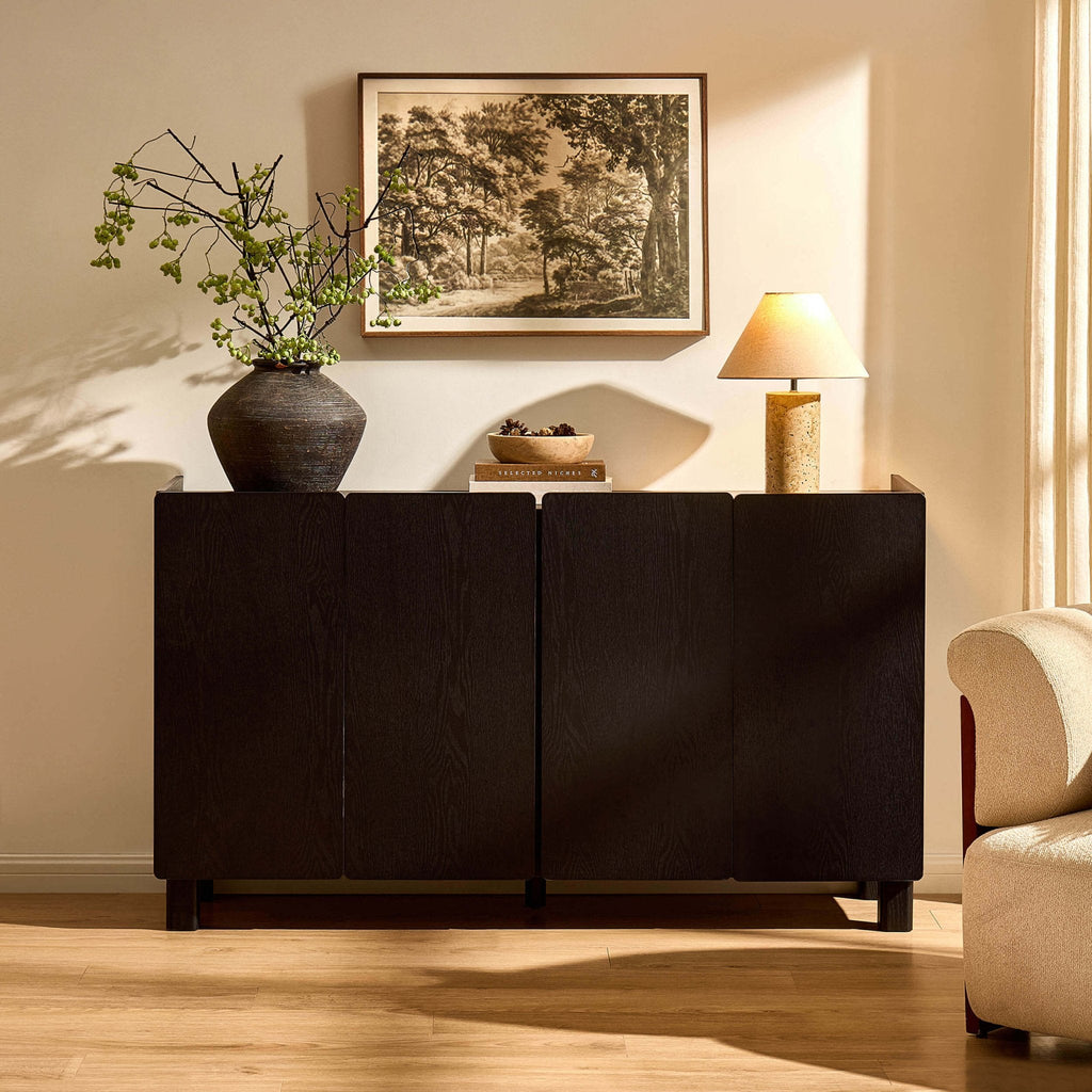 Dusklia - Avalon 4 Door Sideboard - Black Wood Effect