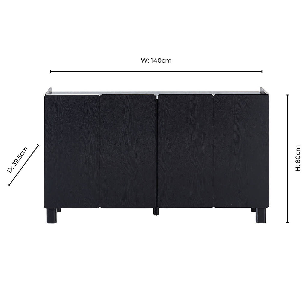 Dusklia - Avalon 4 Door Sideboard - Black Wood Effect