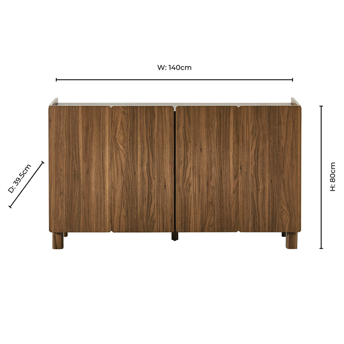 Dusklia - Avalon 4 Door Sideboard - Medium Wood