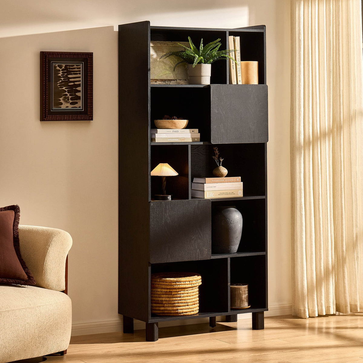 Dusklia - Avalon Shelving Unit - Black Wood Effect