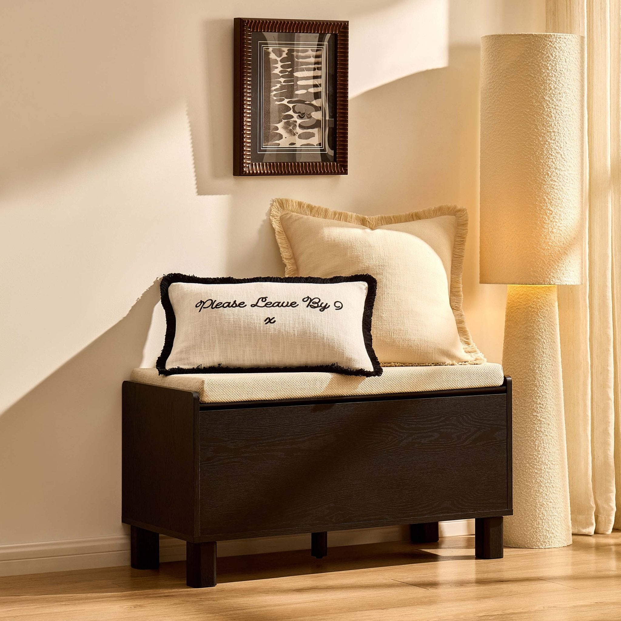 Dusklia - Avalon Storage Bench - Black Wood Effect