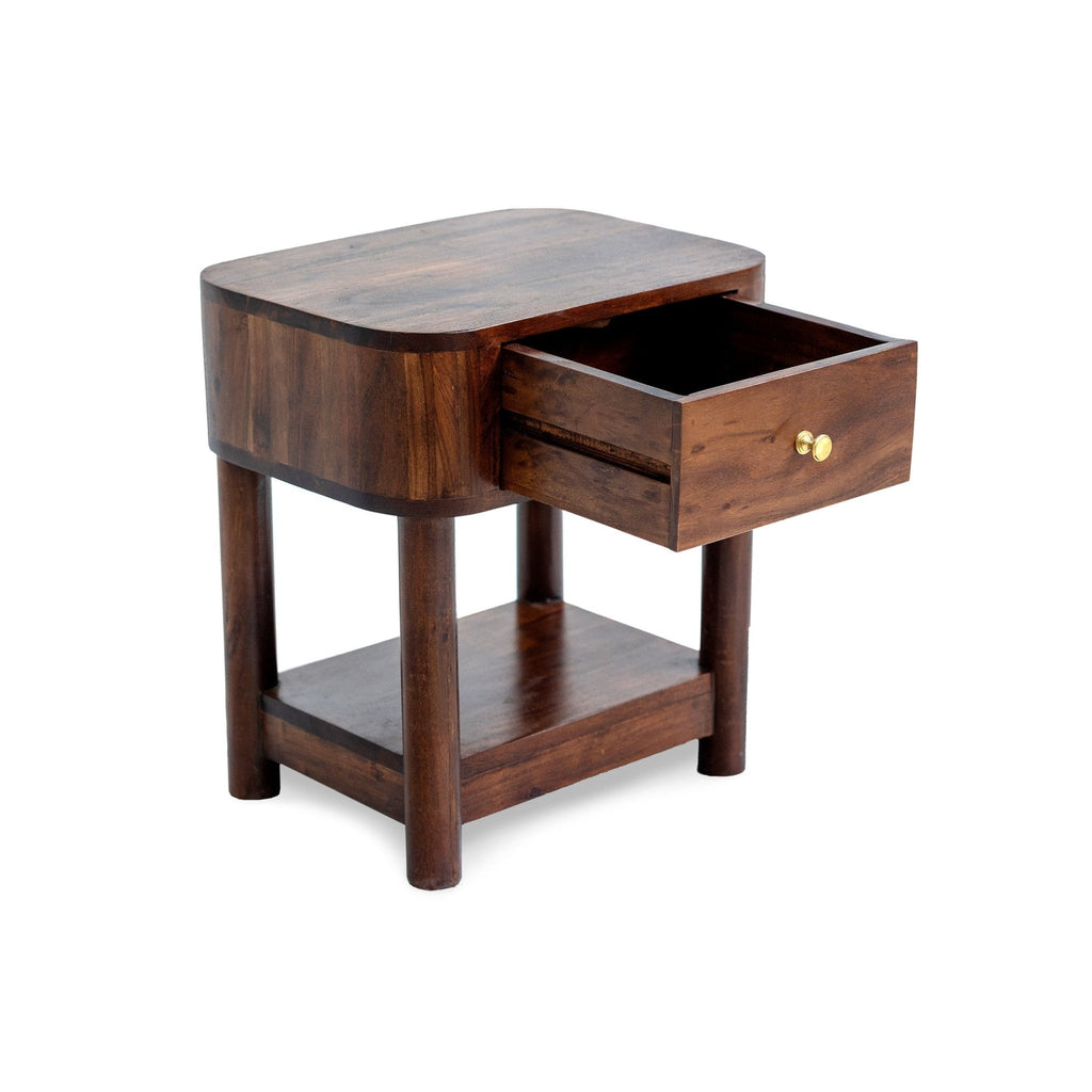 Dusklia - Avery Acacia Wood 1 Drawer Nightstand - Walnut