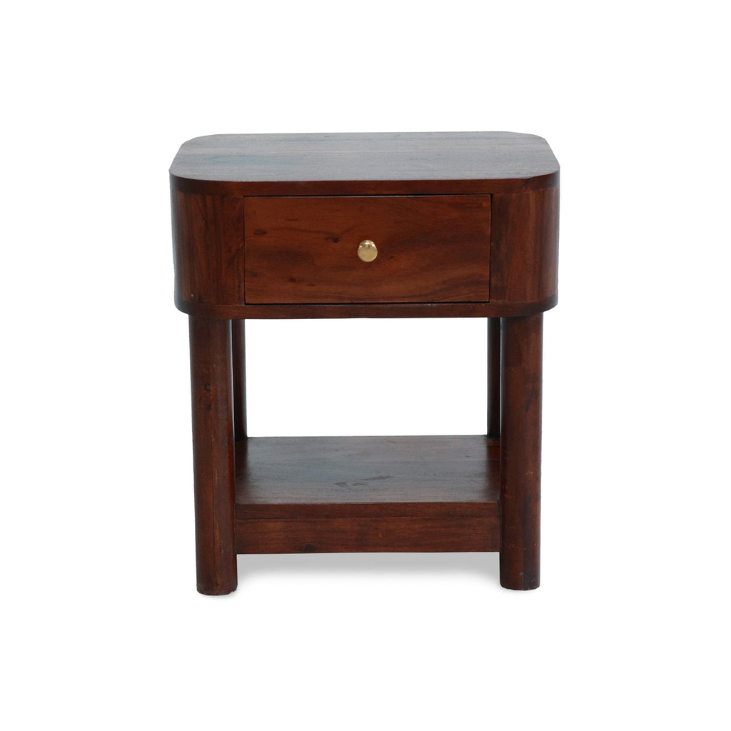 Dusklia - Avery Acacia Wood 1 Drawer Nightstand - Walnut