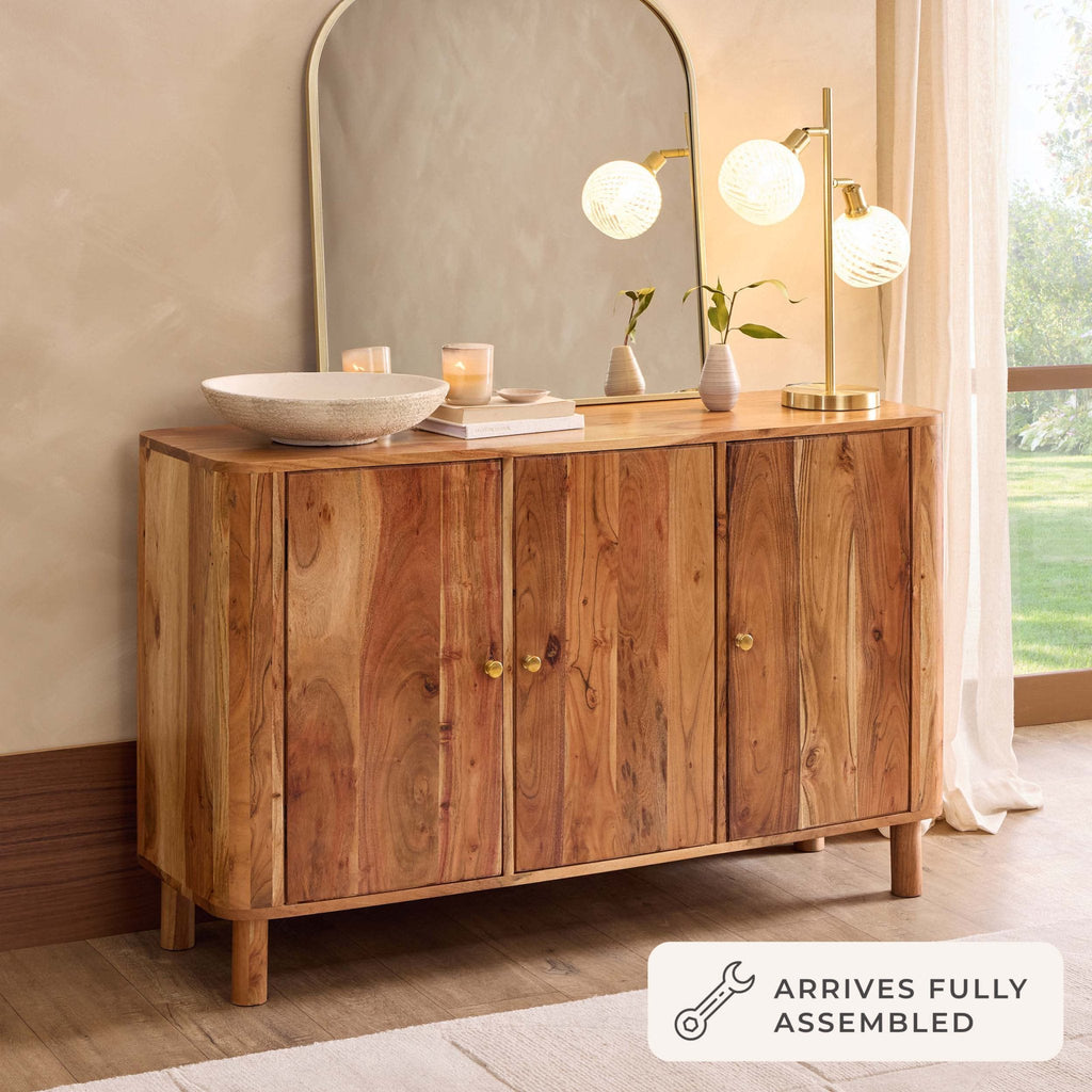 Dusklia - Avery Acacia Wood 3 Door Sideboard - Natural