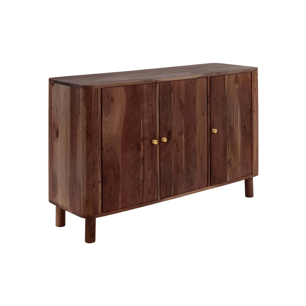 Dusklia - Avery Acacia Wood 3 Door Sideboard - Walnut