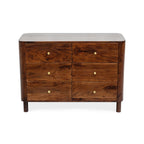 Dusklia - Avery Acacia Wood 6 Drawer Chest - Walnut