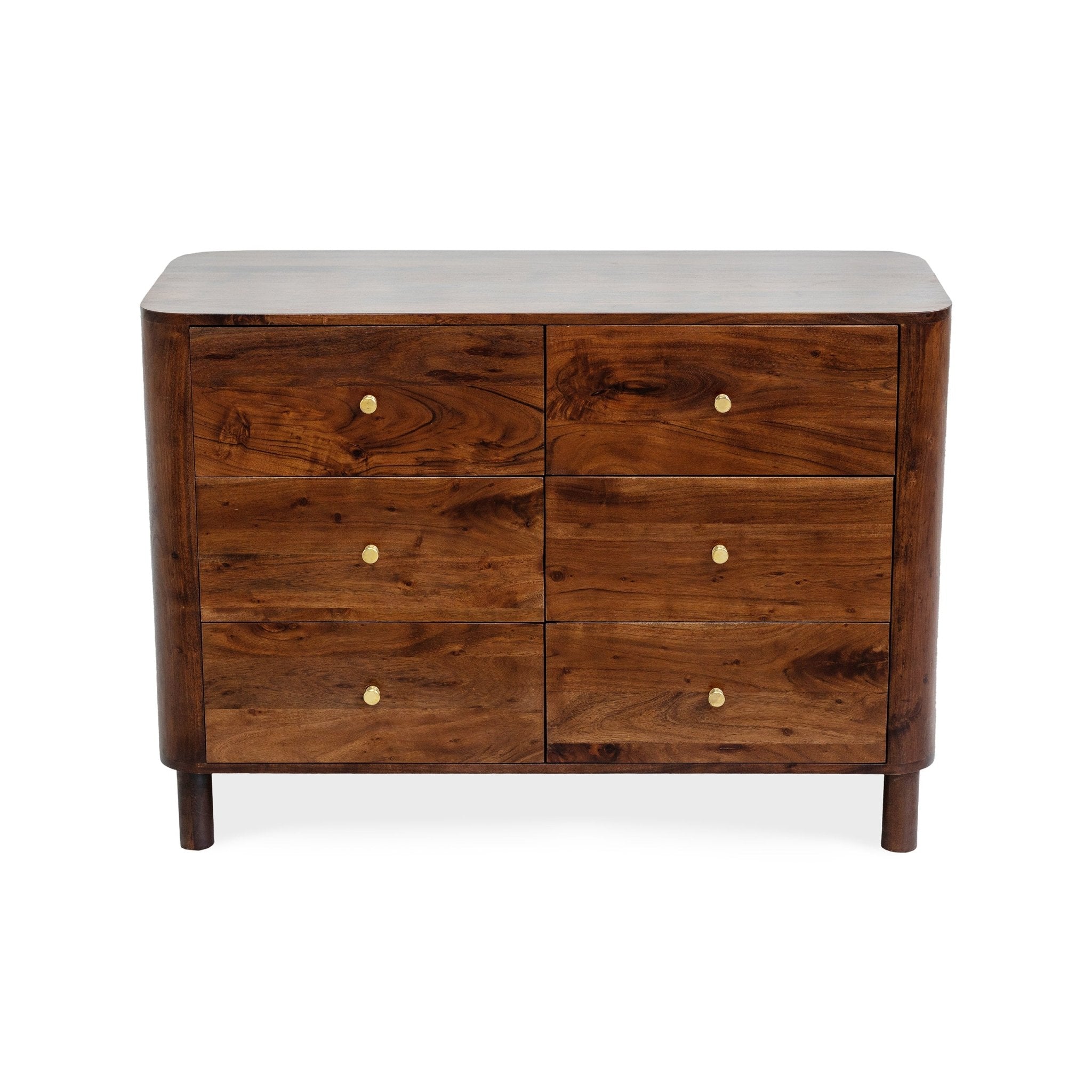 Dusklia - Avery Acacia Wood 6 Drawer Chest - Walnut