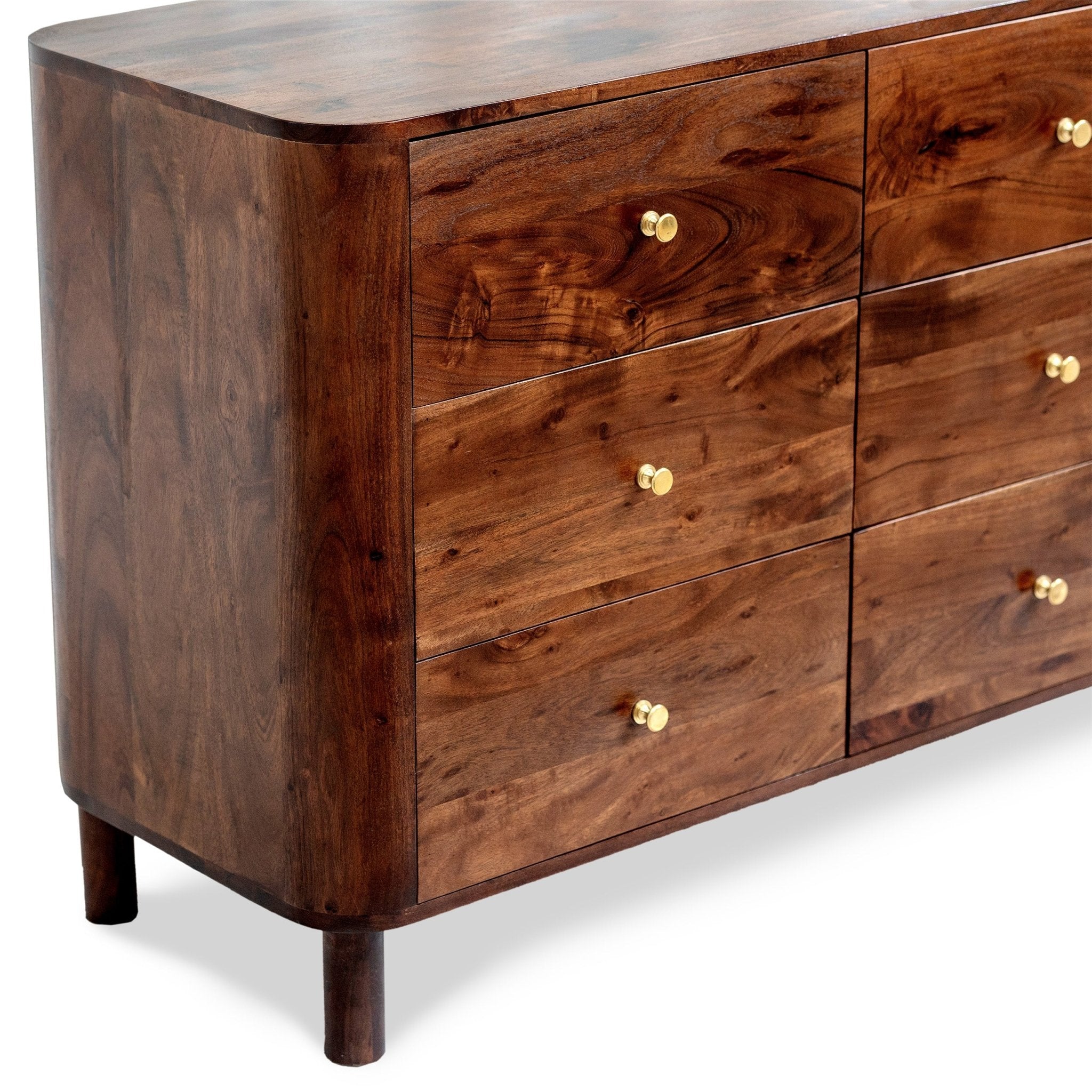 Dusklia - Avery Acacia Wood 6 Drawer Chest - Walnut