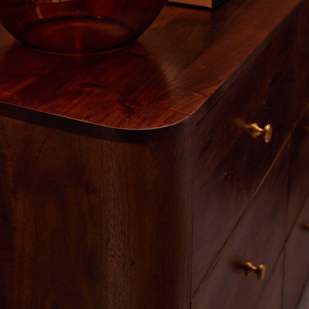 Dusklia - Avery Acacia Wood 6 Drawer Chest - Walnut