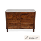 Dusklia - Avery Acacia Wood 6 Drawer Chest - Walnut