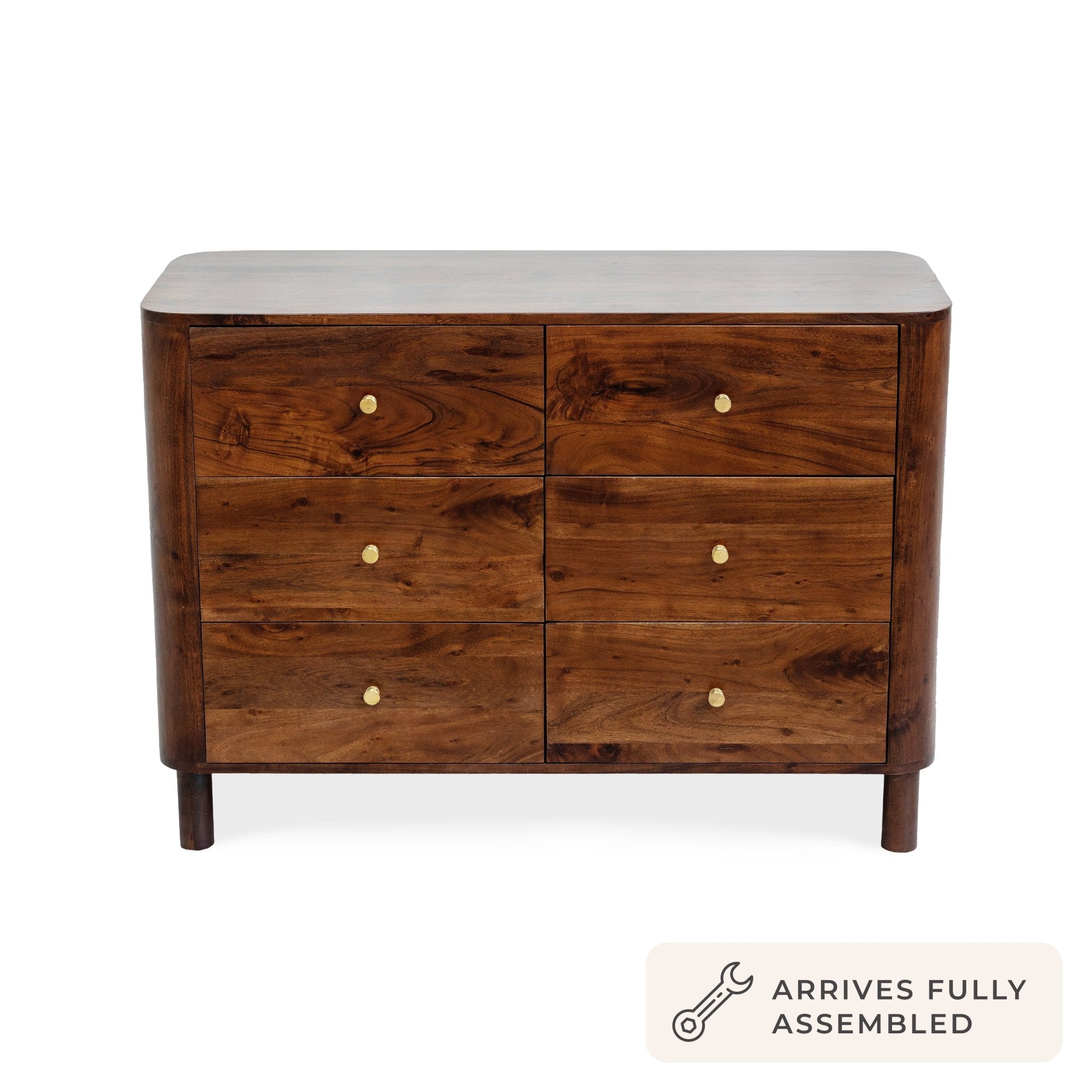 Dusklia - Avery Acacia Wood 6 Drawer Chest - Walnut