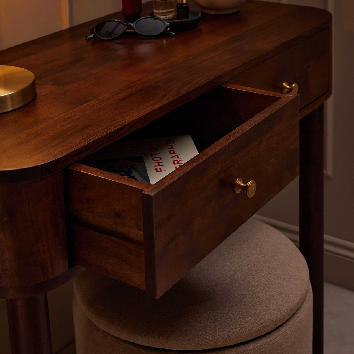Dusklia - Avery Acacia Wood Dressing Table Console - Walnut
