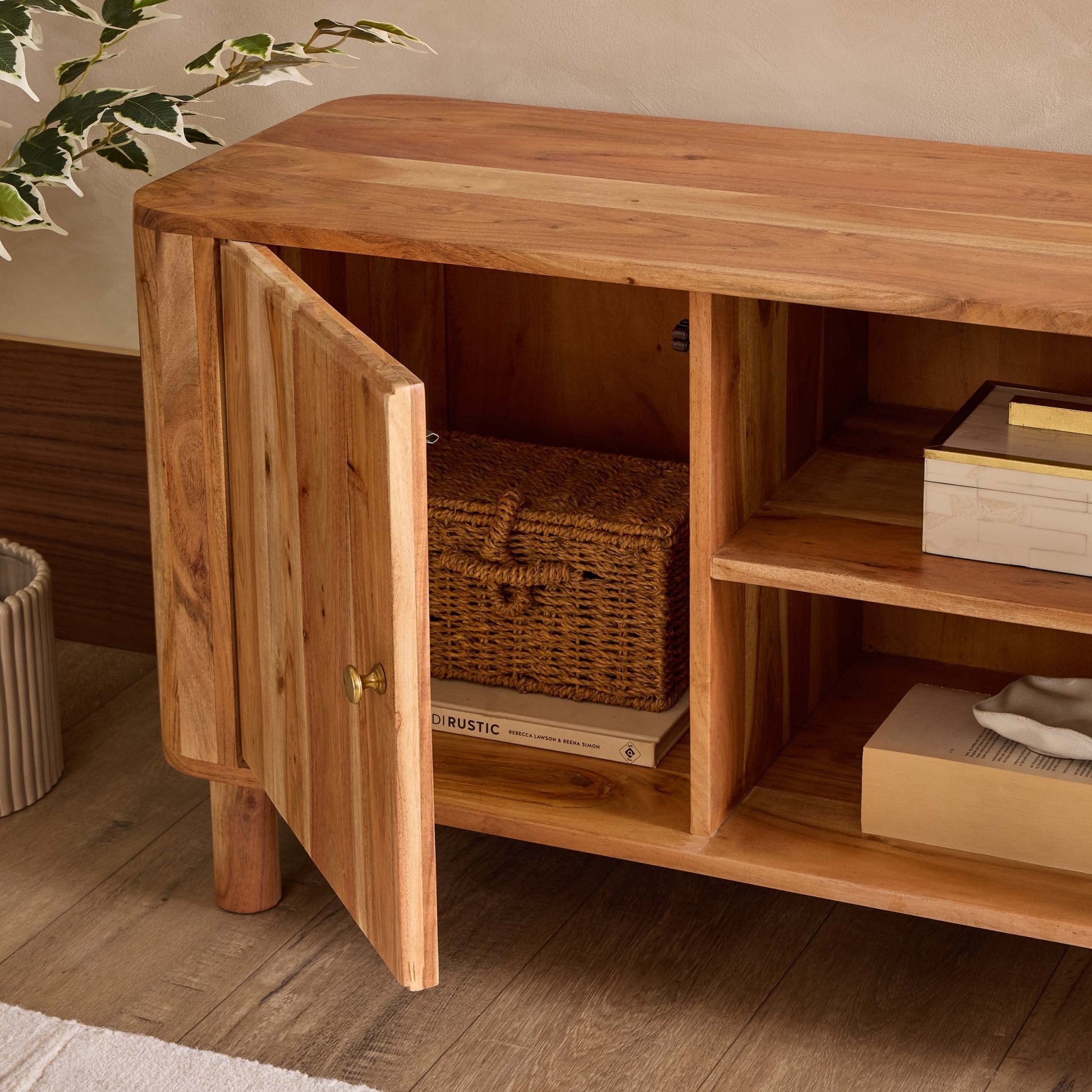 Dusklia - Avery Acacia Wood Tv Unit for TVs up to 50 - Natural