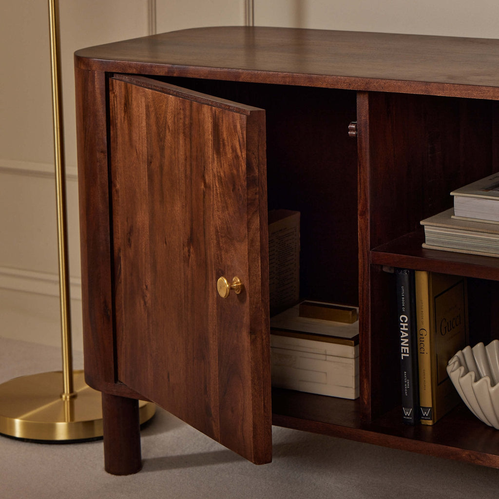 Dusklia - Avery Acacia Wood Tv Unit for TVs up to 50 - Walnut