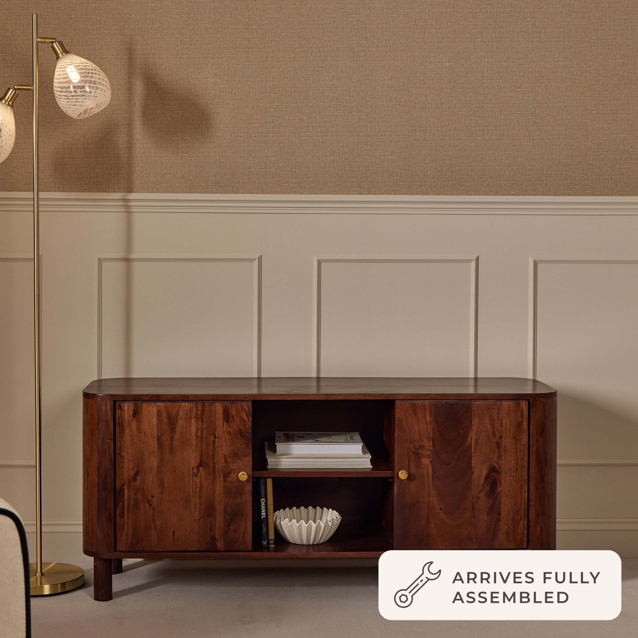 Dusklia - Avery Acacia Wood Tv Unit for TVs up to 50 - Walnut