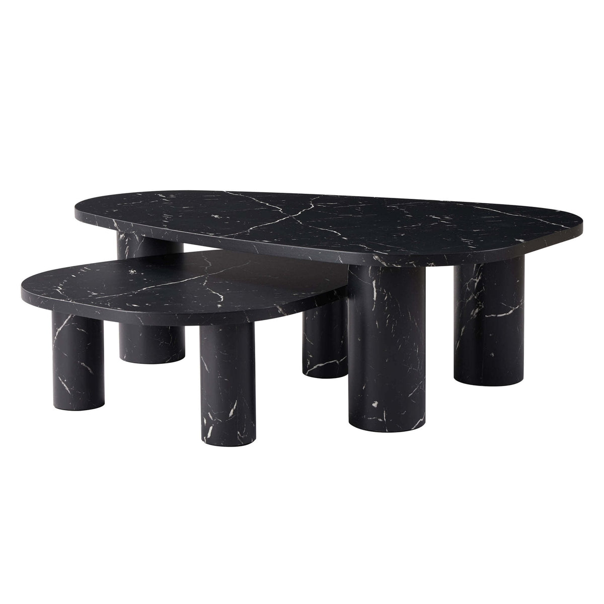 Dusklia - Azra Nesting Coffee Tables - Black Marble Effect