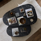 Dusklia - Azra Nesting Coffee Tables - Black Marble Effect