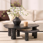 Dusklia - Azra Nesting Coffee Tables - Black Marble Effect
