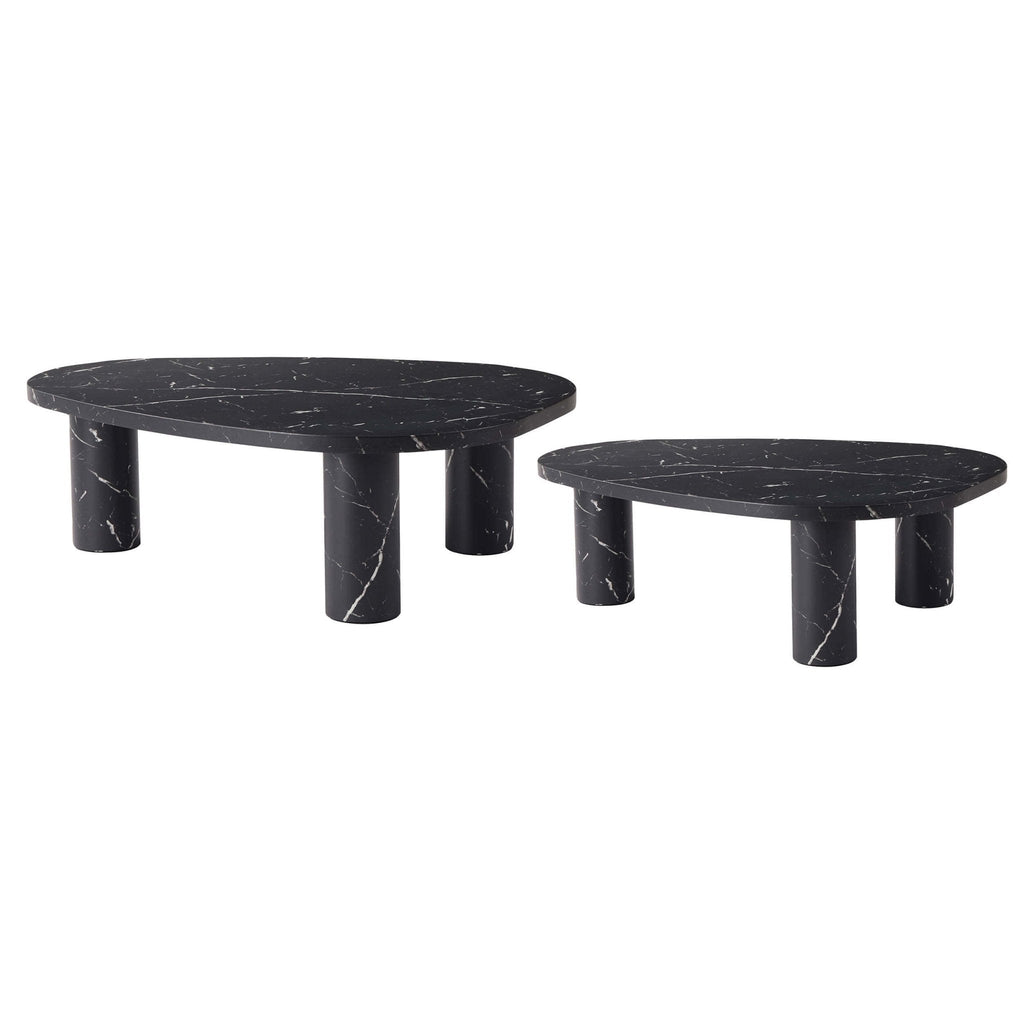 Dusklia - Azra Nesting Coffee Tables - Black Marble Effect