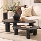 Dusklia - Azra Nesting Coffee Tables - Black Marble Effect