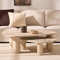 Dusklia - Azra Nesting Coffee Tables - Travertine Marble Effect