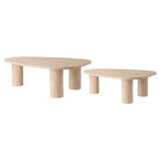Dusklia - Azra Nesting Coffee Tables - Travertine Marble Effect