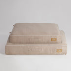 Dusklia - Bailey Pillow Dog Bed - Natural Herringbone