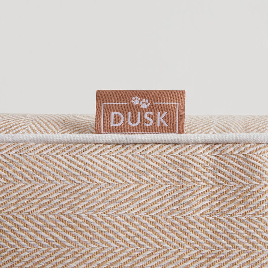 Dusklia - Bailey Pillow Dog Bed - Natural Herringbone