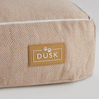 Dusklia - Bailey Pillow Dog Bed - Natural Herringbone