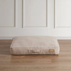Dusklia - Bailey Pillow Dog Bed - Natural Herringbone