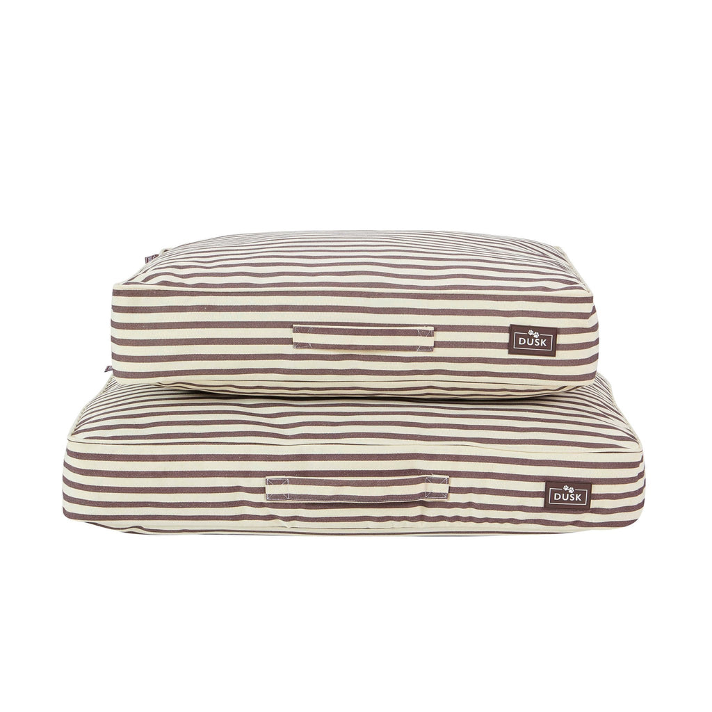 Dusklia - Bailey Striped Pillow Dog Bed - Chocolate