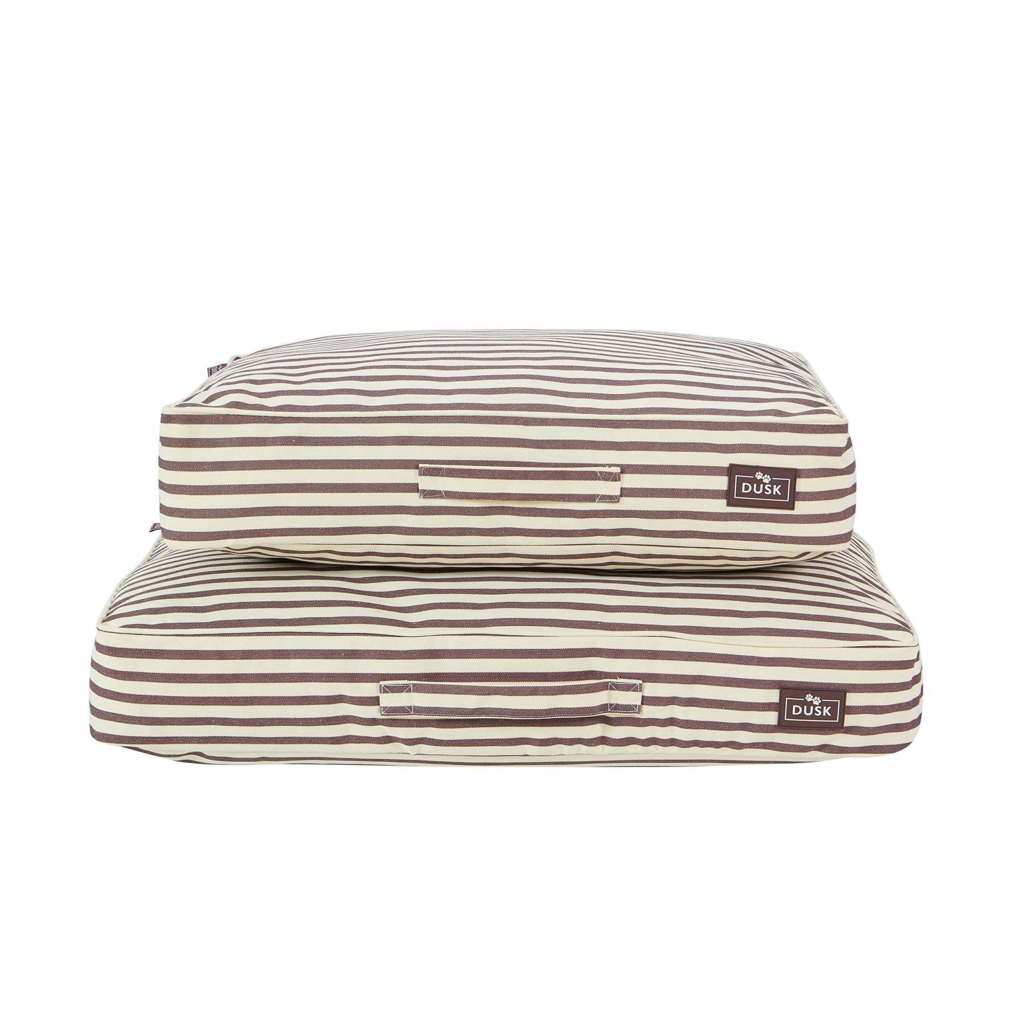 Dusklia - Bailey Striped Pillow Dog Bed - Chocolate