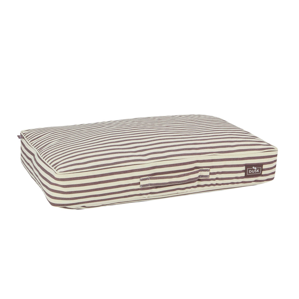 Dusklia - Bailey Striped Pillow Dog Bed - Chocolate
