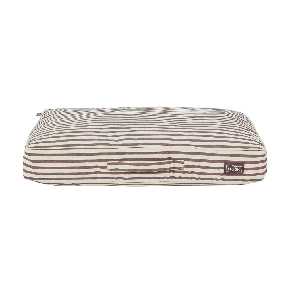 Dusklia - Bailey Striped Pillow Dog Bed - Chocolate