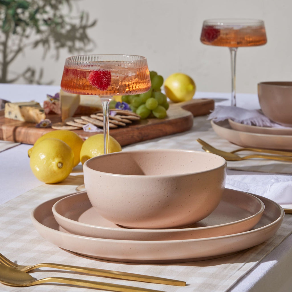 Dusklia - Balos Stoneware Set of 4 Cereal Bowls - Pink Sand
