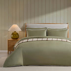 Dusklia - Super Soft Bamboo 300 Thread Count Cotton Plain Dye Duvet Cover - Olive