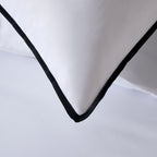 Dusklia - Super Soft Bamboo 300 Thread Count Cotton Plain Dye Duvet Cover - White/Black