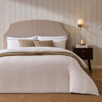 Dusklia - Super Soft Bamboo 300 Thread Count Cotton Plain Dye Duvet Cover - White/Blue