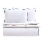 Dusklia - Super Soft Bamboo 300 Thread Count Cotton Plain Dye Duvet Cover - White/Blue