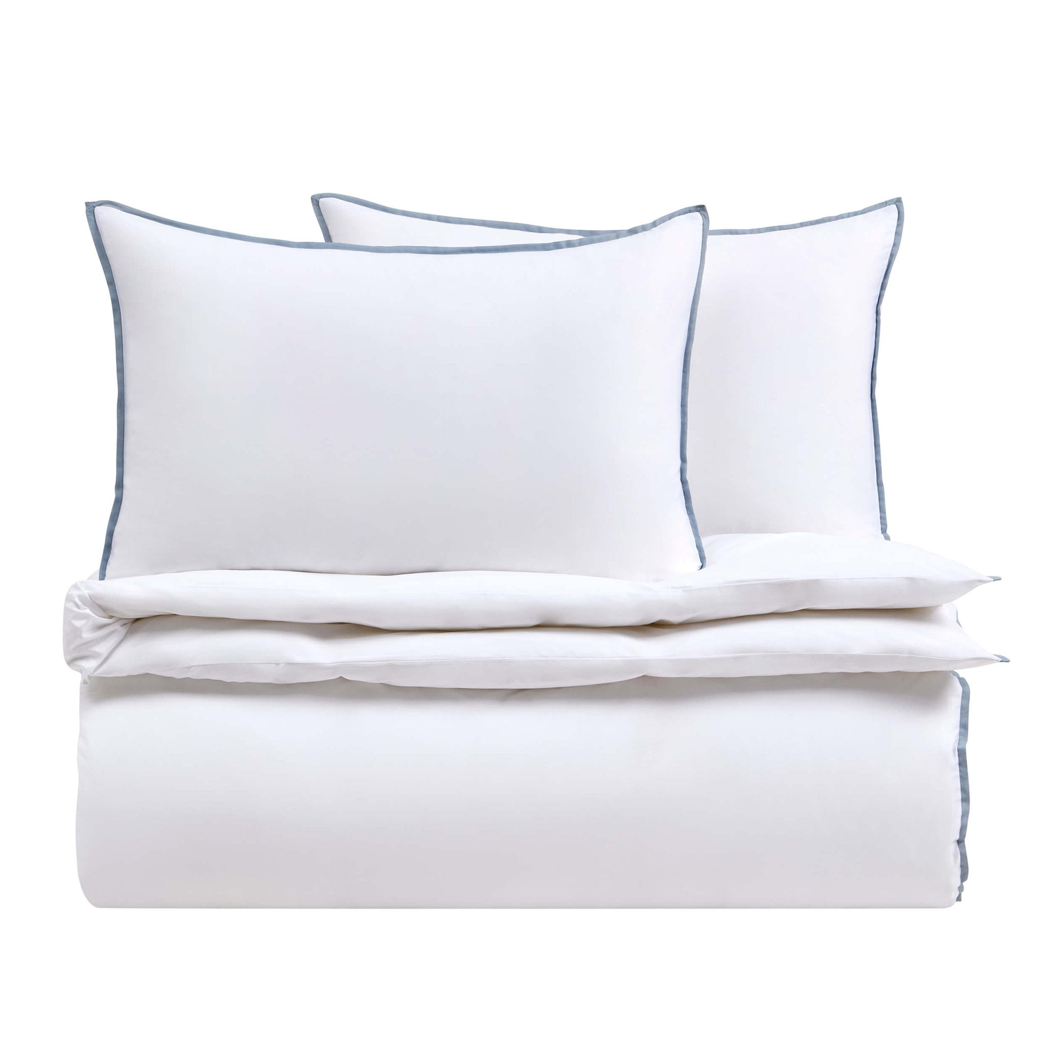 Dusklia - Super Soft Bamboo 300 Thread Count Cotton Plain Dye Duvet Cover - White/Blue