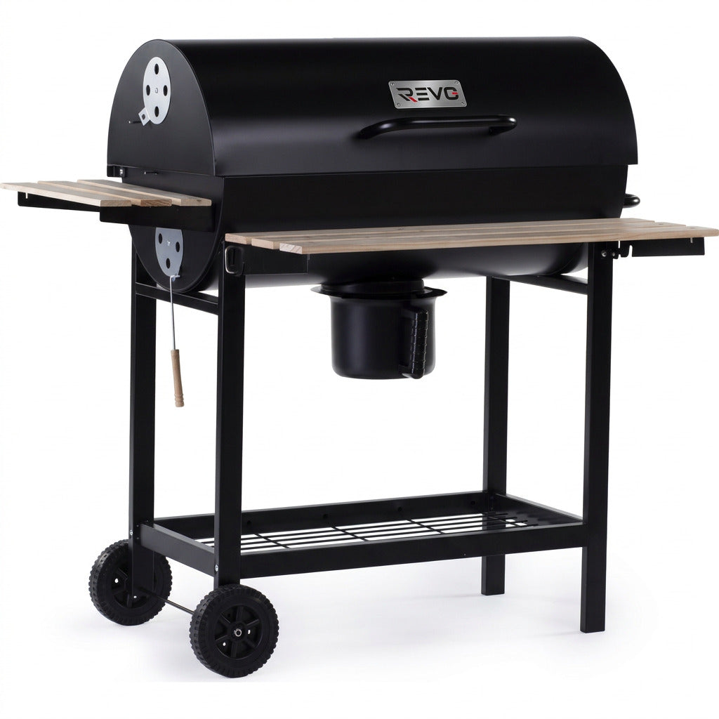 Barbecue Américain Charbon de Bois REVO Granada – Grande Surface de Cuisson – Fumoir