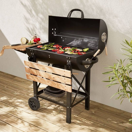 Barbecue Américain Charbon de Bois REVO Malaga – Fumoir avec Thermomètre
