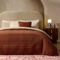 Dusklia - Bavaro Velvet Quilted Stitch Detail Bedspread - Burnt Orange