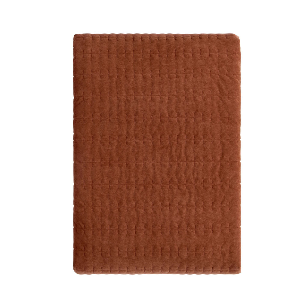 Dusklia - Bavaro Velvet Quilted Stitch Detail Bedspread - Burnt Orange