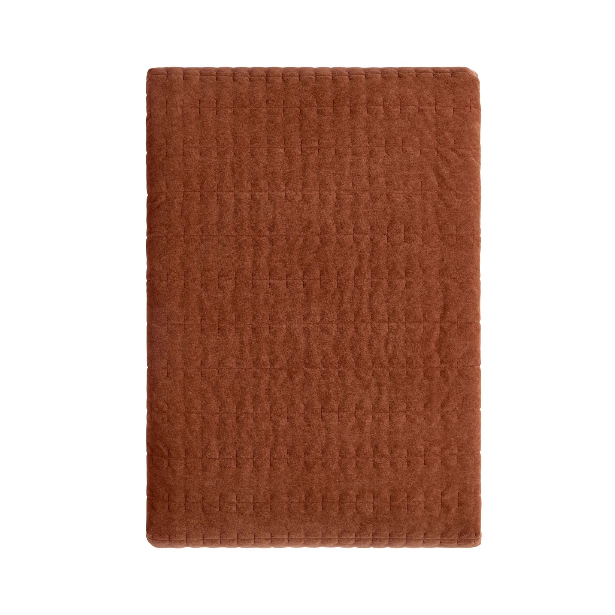Dusklia - Bavaro Velvet Quilted Stitch Detail Bedspread - Burnt Orange
