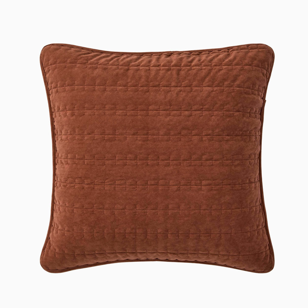 Dusklia - Bavaro Velvet Quilted Stitch Detail Cushion Cover - Burnt Orange