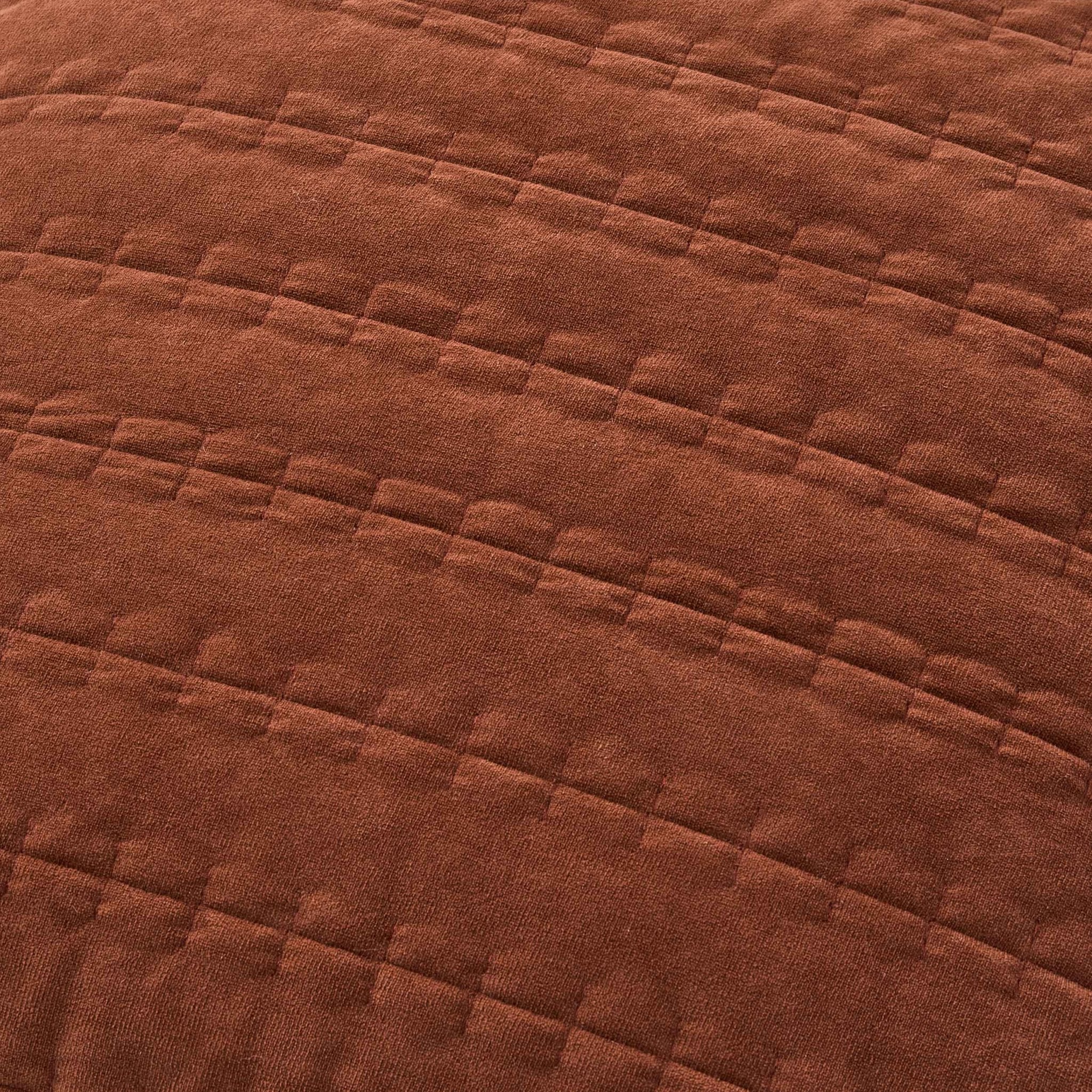 Dusklia - Bavaro Velvet Quilted Stitch Detail Cushion Cover - Burnt Orange