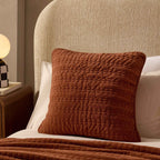 Dusklia - Bavaro Velvet Quilted Stitch Detail Cushion Cover - Burnt Orange