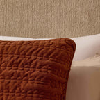 Dusklia - Bavaro Velvet Quilted Stitch Detail Cushion Cover - Burnt Orange