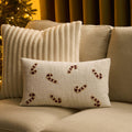 Housse de coussin de Noël en forme de canne à sucre perlée - Blanche